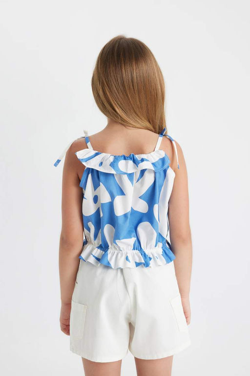 Блузка с узором на бретелях для девочки - Defacto фото 5