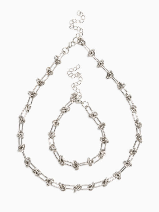 Набор 2 предмета: цепь, браслет «Узел», 20, 40 см, медь, цвет серебро