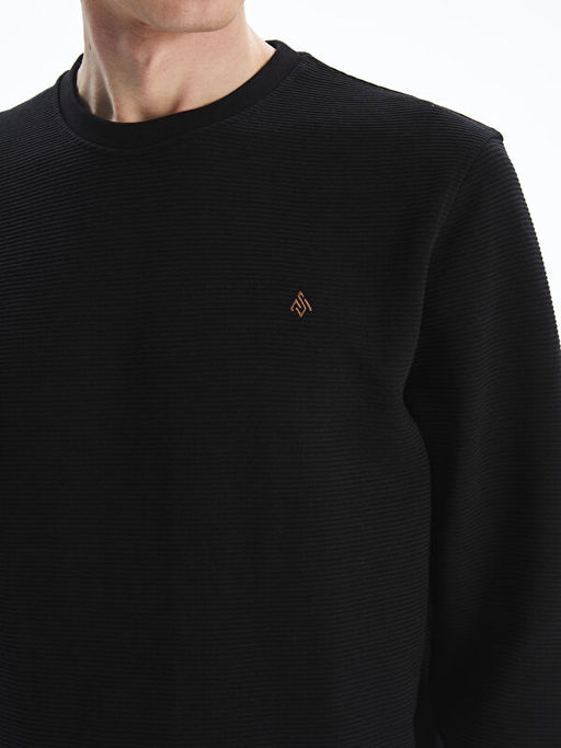 Bisiklet Yaka Uzun Kollu Bask?l? Erkek Sweatshirt