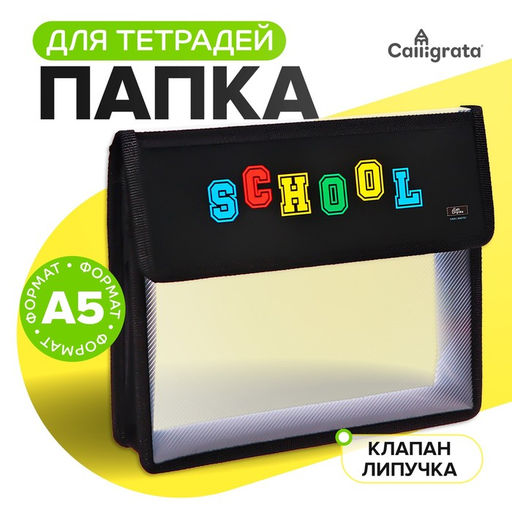 Папка для тетрадей, А5, пластиковая, 23×19×5 см, School