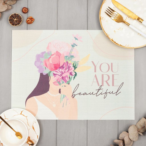 Цена за 2 шт. Салфетка на стол «Доляна» You are beautiful, ПВХ, 40×29 см