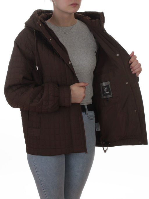 8039 BROWN Куртка стеганная демисезонная женская (100 гр. холлофайбер) - Fashion фото 7