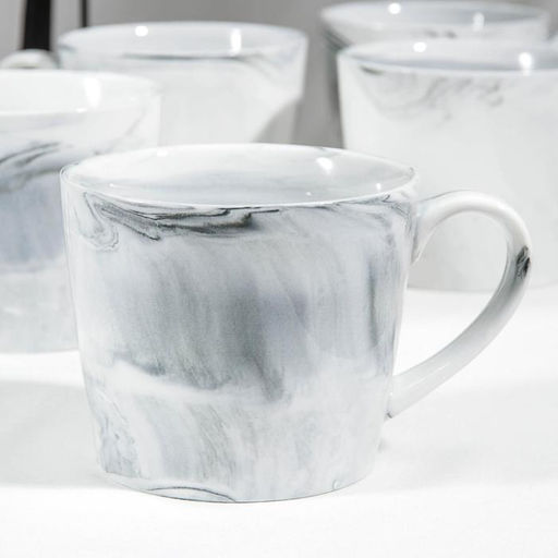 Набор кружек на металлической подставке Мрамор, 6 предметов: 390 мл, керамика, серый - Simaland фото 3
