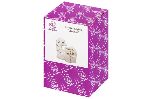 Вазочка для зубочисток 8*6*7,5 см Лошадь белая с золотом, фарфор - Elan gallery фото 6