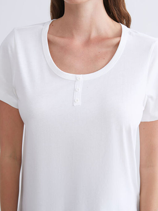 Bisiklet Yaka Desenli Kad?n Kaprili Pijama Tak?m?