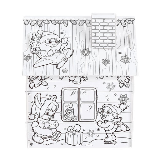 Домик-раскраска 3 в 1 Весёлые зверята, 5 фломастеров, 6 деталей - Zabiaka фото 3