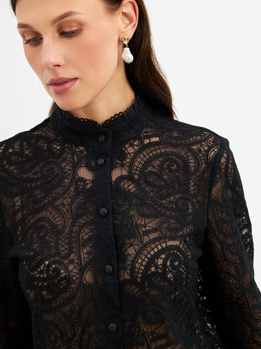 Блузка из кружевной ткани OD-977-2 черный