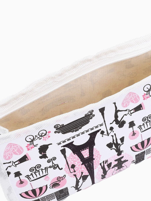 Цена за 3 шт. Косметичка на молнии, треугольная, маленькая, с принтом, белая