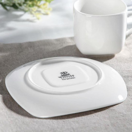 Цена за 2 шт. Чайная пара фарфоровая Wilmax Ilona, 2 предмета: чашка 200 мл, блюдце d=14,5 см, цвет белый