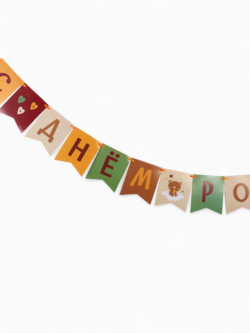 Гирлянда на ленте «С Днём Рождения!», оранжевый нюд, 200 см