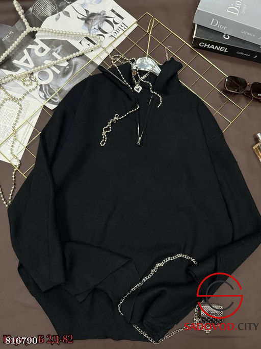 Свободный оверсайз свитер поло с молнией - Bruno фото 3