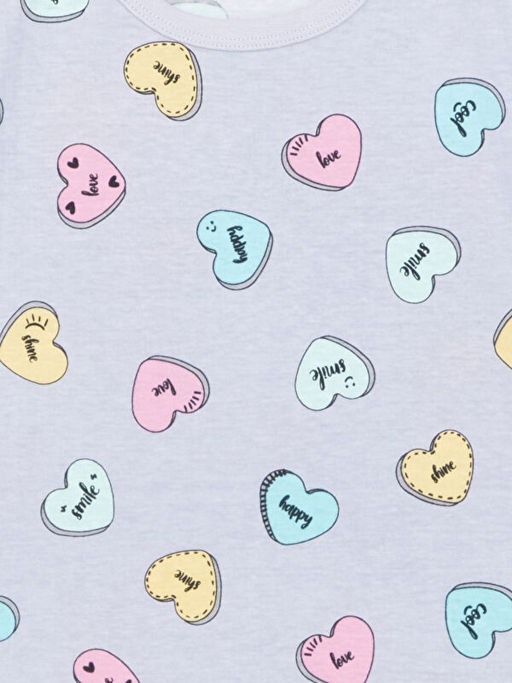 Bisiklet Yaka Bask?l? K?z ?ocuk ?ortlu Pijama Tak?m?