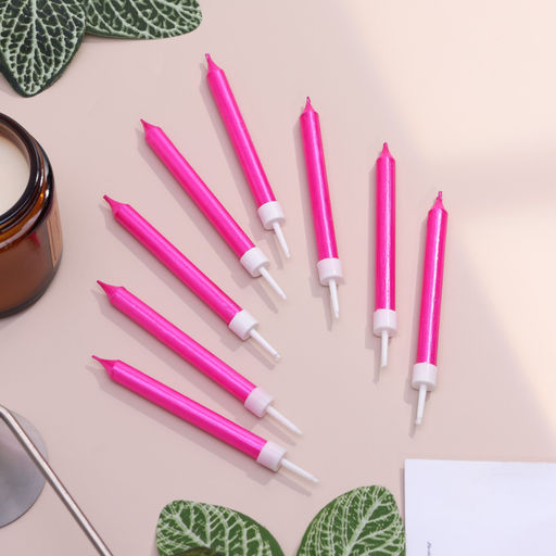 Свечи для торта «Манхеттен», 9 см, 8 шт., 24 мин, розовый металлик