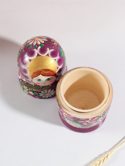 Матрёшка дерево «Любовь», сиреневый платок, 5-кукольная, 19 см