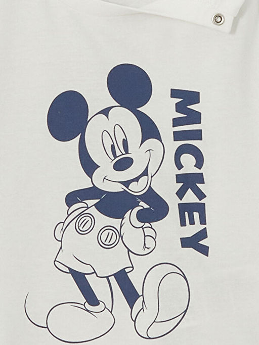Bisiklet Yaka Mickey Mouse Bask?l? Erkek Bebek Ti??rt