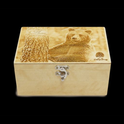 Подарочная шкатулка с гравировкой Медведь, 450 г - Сибирский кедр фото 10