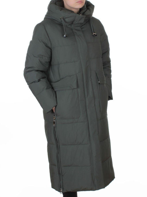 8359 DK. GREEN Пальто зимнее женское (200 гр. холлофайбер)