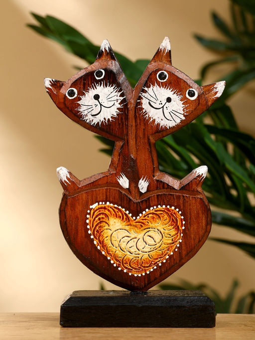 Сувенир «Кошачья парочка», 8×5×15 см, дерево, коричневый