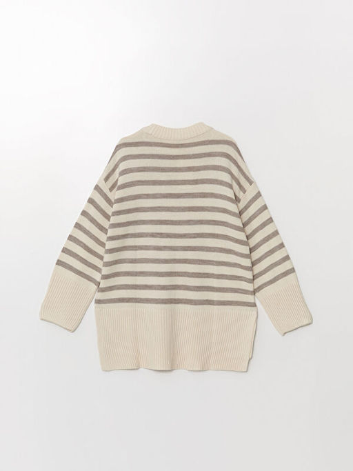 Bisiklet Yaka ?izgili Oversize Kad?n Triko Kazak - Waikiki фото 2