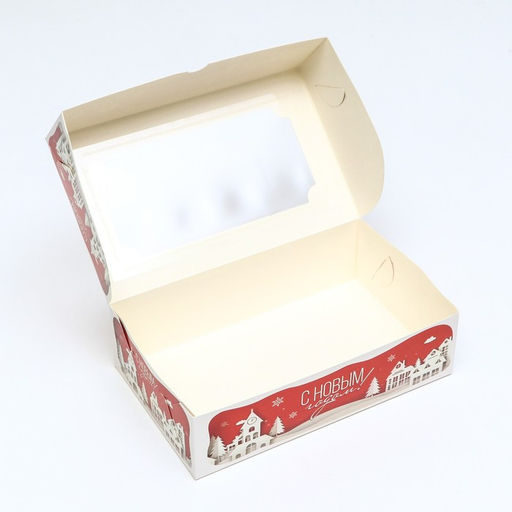 Цена за 5 шт. Коробка складная, подарочная новогодняя с окном под зефир Дом Деда Мороза, 25?15?7 см - Simaland фото 10