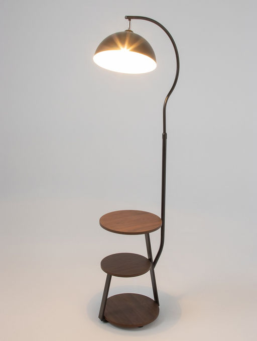 Торшер напольный со столиком Е27, 40 Вт, чёрный стол d=34 см, 42×42×162 см