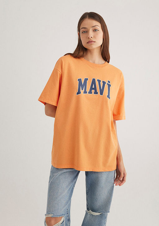 Mavi Logo Bask?l? Turuncu Tisort  фото 2