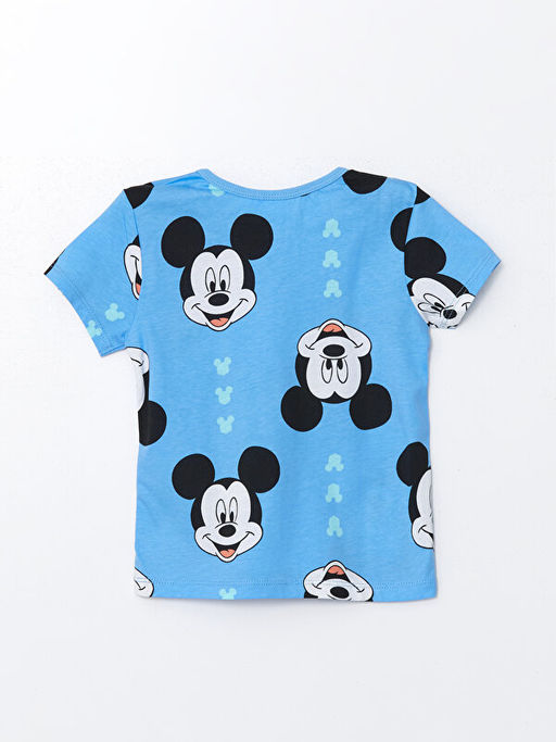 Bisiklet Yaka K?sa Kollu Mickey Mouse Bask?l? Erkek Bebek ?ortlu Pijama Tak?m? - Waikiki фото 3