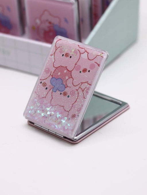 Зеркало шейкер раскладное "Pig pattern", розовое, 8*6 см