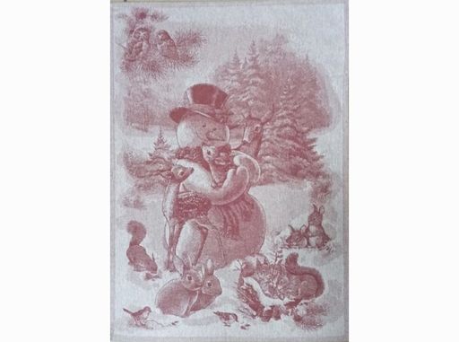 07с-39ЯК 50*70 Полотенце "Снеговик" цв. бордо