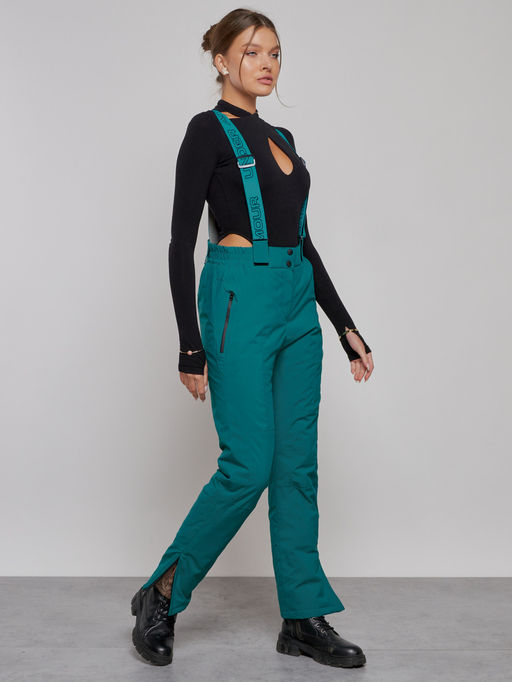 Полукомбинезон утепленный женский зимний горнолыжный зеленого цвета 526Z - Chunmai фото 3