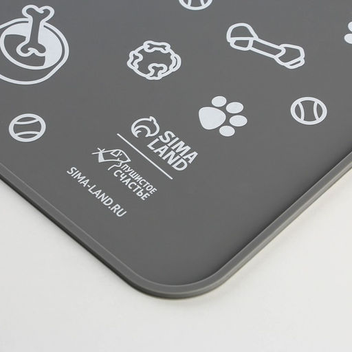 Коврик силиконовый под миску Паттерн, 30х40 см, серый - Пушистое счастье фото 4