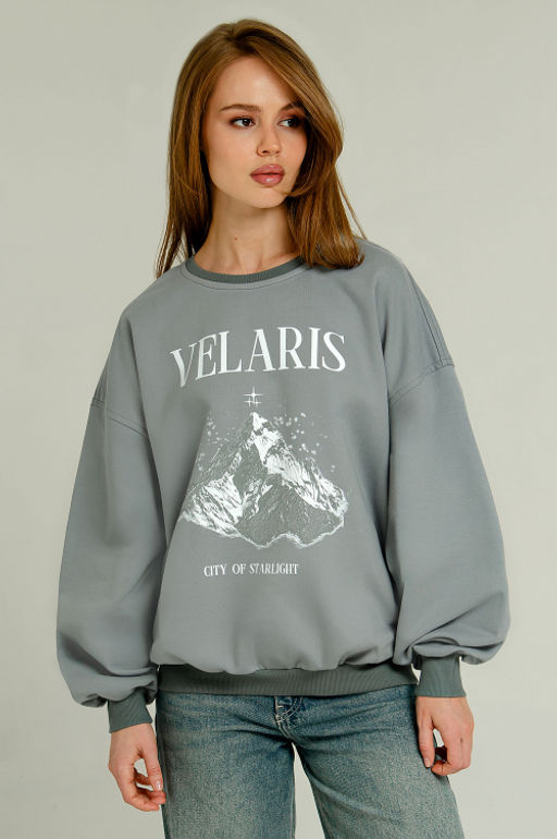 Арт. 15133 Свитшот женский оверсайз 46-52 (4 шт) Цвет:серый - Калинка фото 2