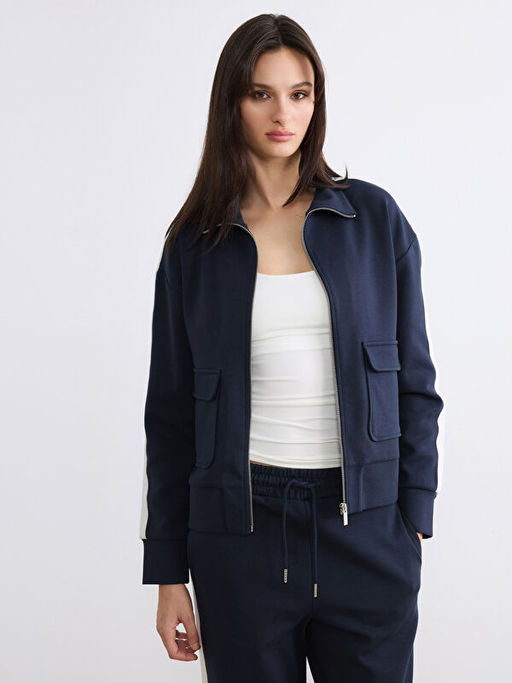 Dik Yaka Kad?n Fermuarl? Sweatshirt