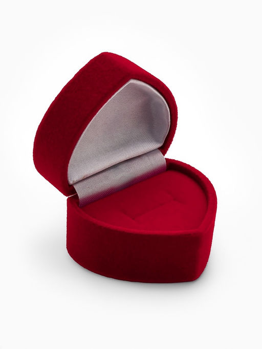 Футляр под серьги, кольцо Сердце, бархатный, 5.2?4.6 см, бордовый
