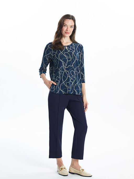 Bisiklet Yaka Desenli Kad?n Bluz