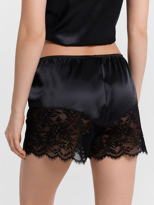 Комплект домашний женский черный с кружевом