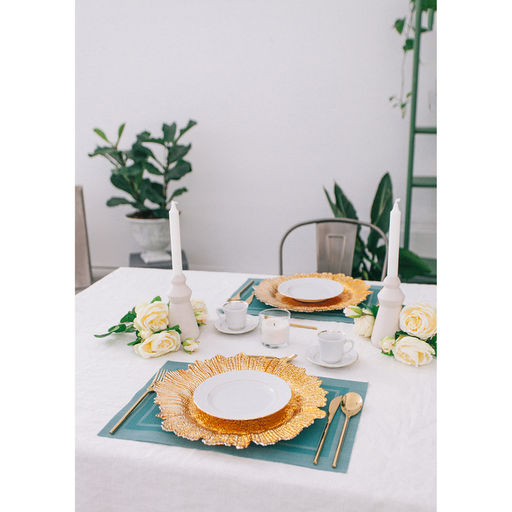 Тарелка-блюдо подстановочное Magistro Сияние, d=34 см, стекло, золотистая фото 7