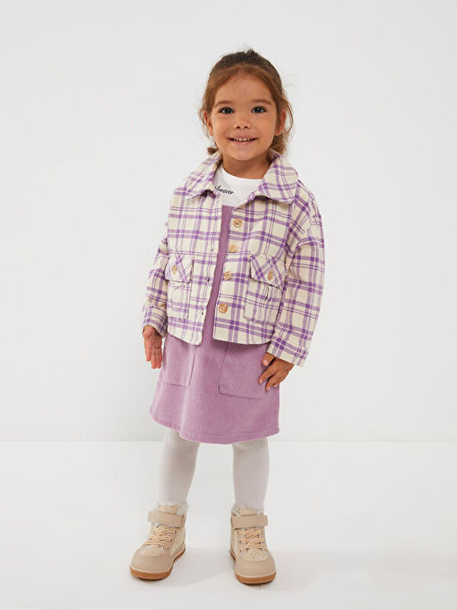 Polo Yaka Uzun Kollu Ekose Desenli K?z Bebek Ceket - Waikiki фото 2