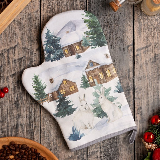 Варежка-прихватка новогодняя Forest animals 20×27 см, саржа, 100% х/л, ватин 250 г/м²