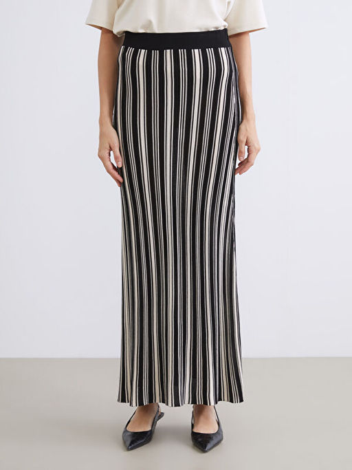 Beli Lastikli ?izgili Etek