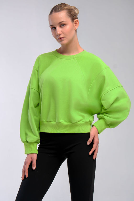 Арт. 15110/1 Свитшот женский укороченный one size (42-50) Цвет:салатовый - Калинка фото 12
