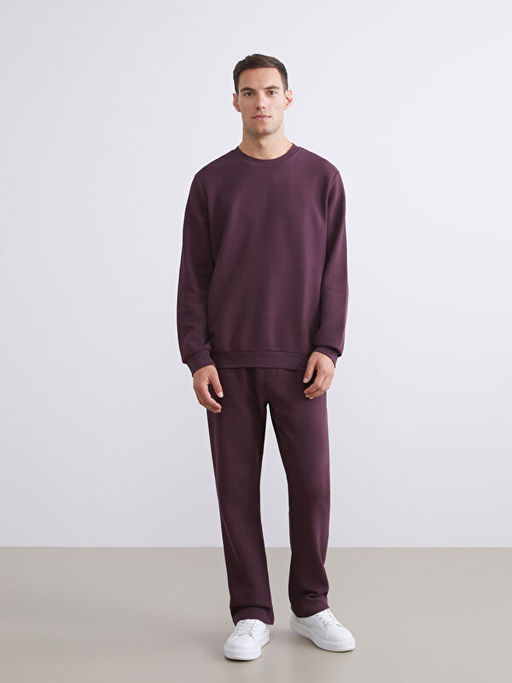 Bisiklet Yaka Dokulu Erkek Sweatshirt
