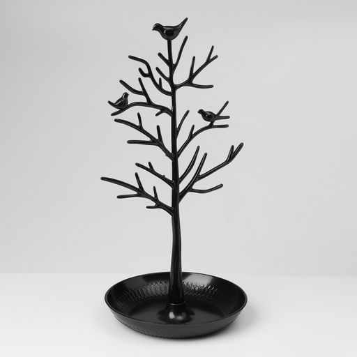 Подставка универсальная «Птички на дереве», 15.5×15.5×32 см, чёрная