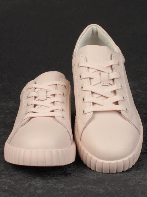 05-PDA175-3 BEIGE/PINK Кроссовки женские (натуральная кожа)