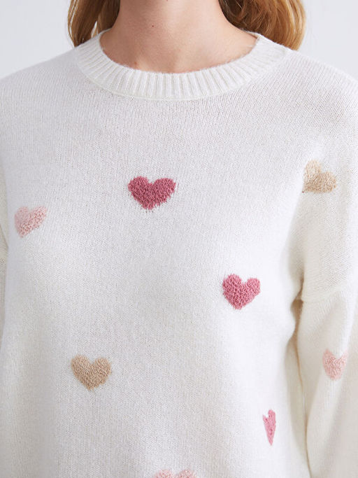 Bisiklet Yaka Desenli Kad?n Triko Kazak