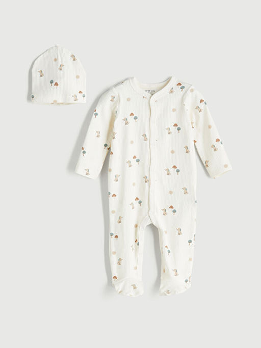 V Yaka Bask?l? Erkek Bebek Hastane ??k?? Seti