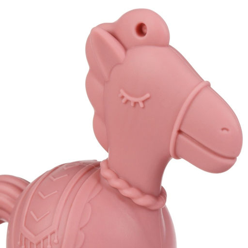 Игрушка - прорезыватель силиконовый с погремушкой Крошка Я Лошадка, розовый