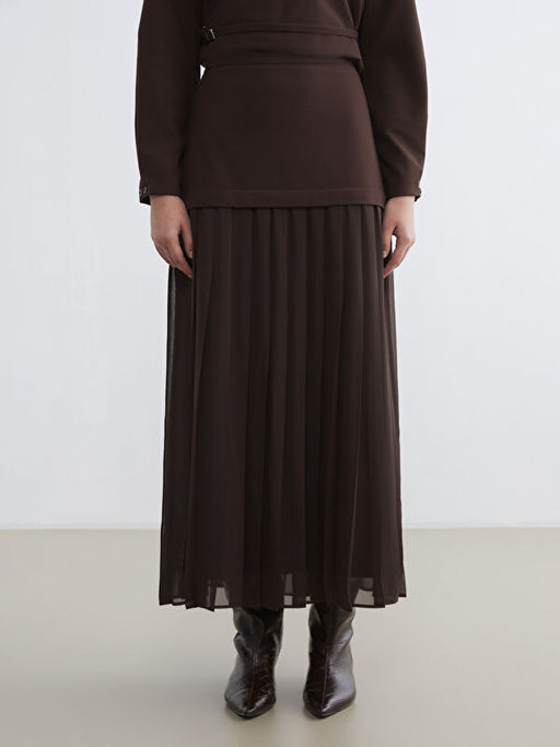 Beli Lastikli Pileli Etek