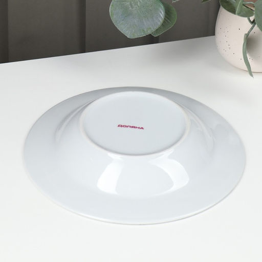 Тарелка керамическая глубокая Доляна Мрамор, 300 мл, d=21 см, цвет белый и серый  фото 3