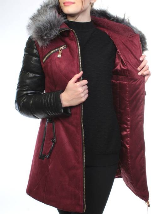 5137 BURGUNDY Парка женская зимняя (150 гр синтепон, искусственный мех)